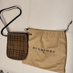 Burberry Brown Vintage Check Messenger Crossbody with Black Strap